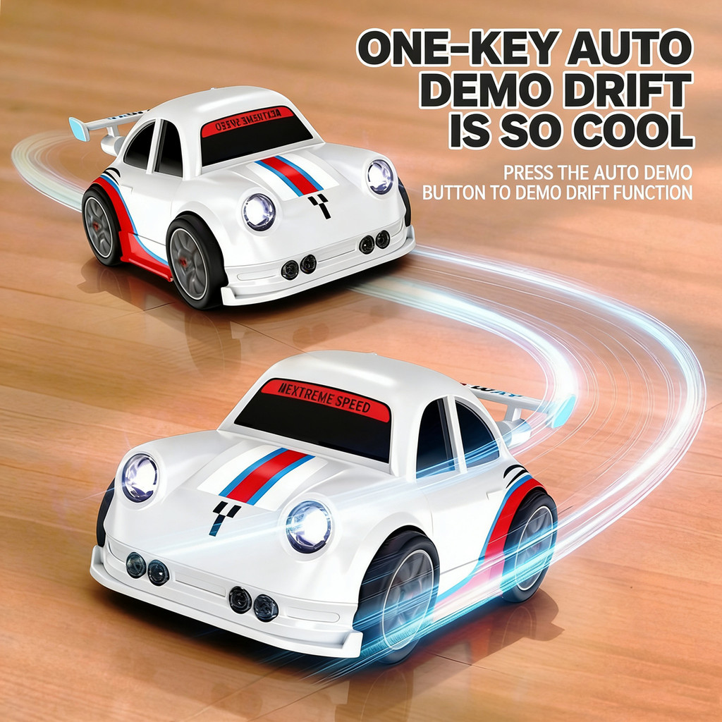 2.4G RC Drift Car Rechargeable Remote Control Stunt Vehicle with Lights & Sounds, Rotating Drift
