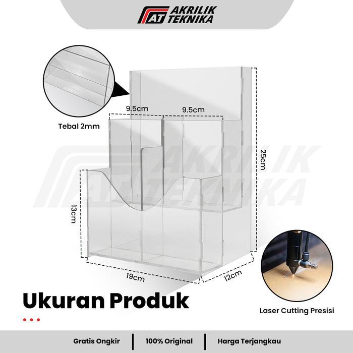 Rak Brosur Akrilik 1/3 A4 2 Susun Tebal 2Mm Display Brosur Meja