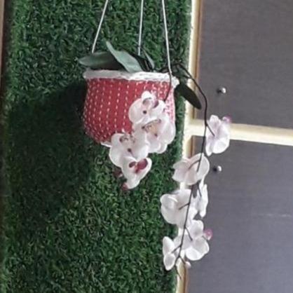 Pot Bunga Gantung Anyaman Rotan Sintetis 17cm