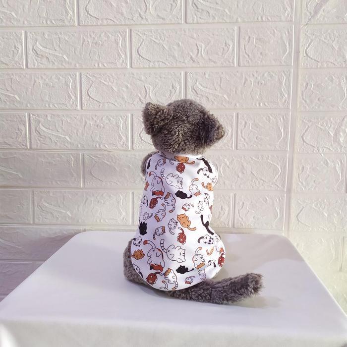 Baju Kucing Lucu Murah Motif Kucing Putih Cewe Jantan Betina Hewan Kecil