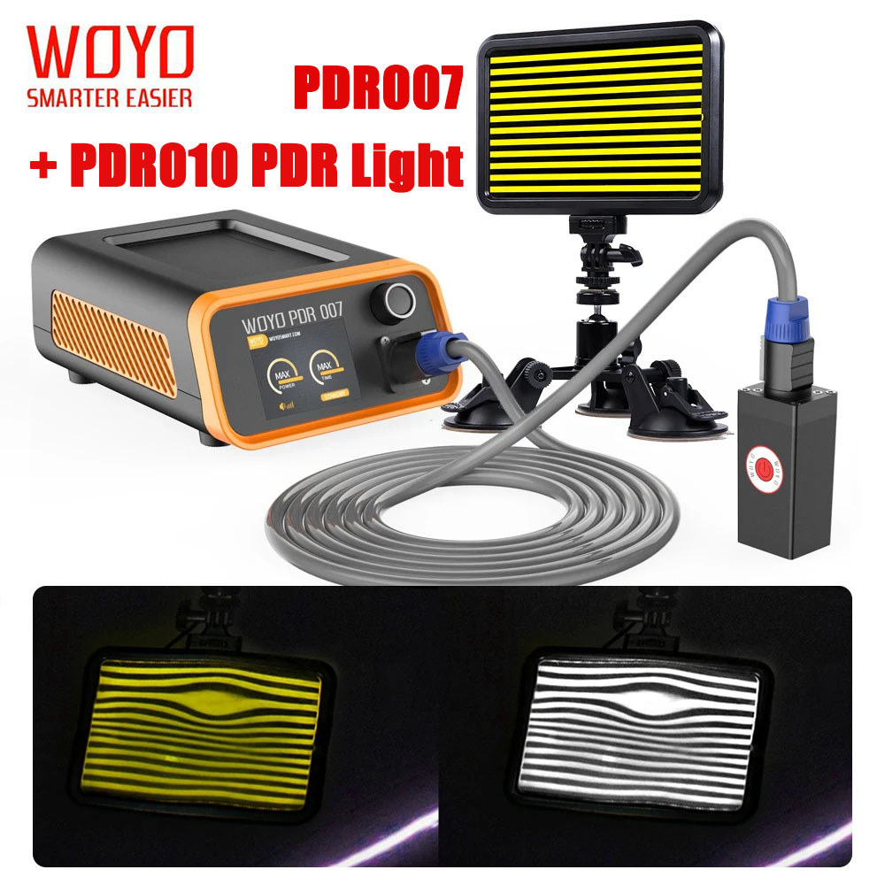 WOYO PDR Tools Car Dent Repair Kit PDR007 with PDR010 PDR Reflector Lamp Magnetic Induction Heater f