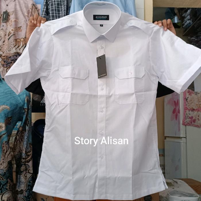 ALISAN OXFORD PUTIH PANGKAT PILOT REGULER LENGAN PANJANG / PENDEK