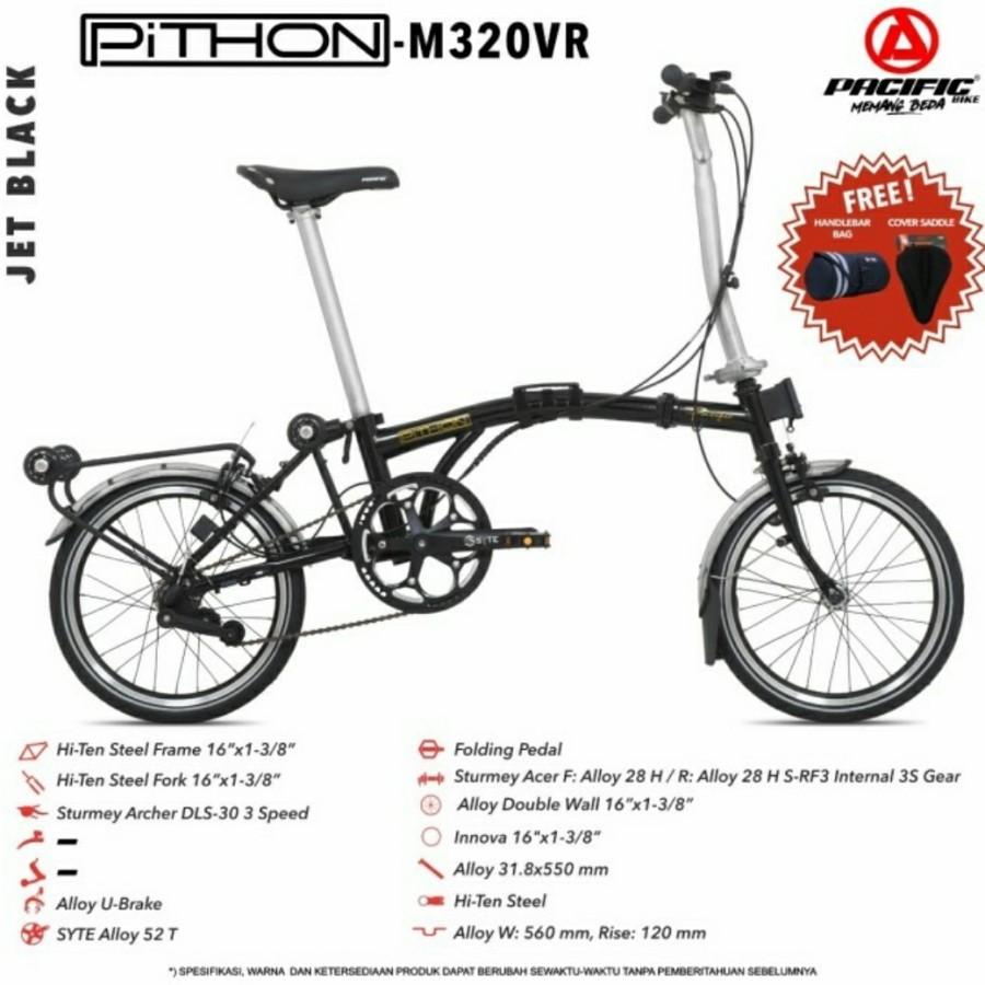 Sepeda Lipat Pacific PITHON M320 VR Trifold 16 Inchii