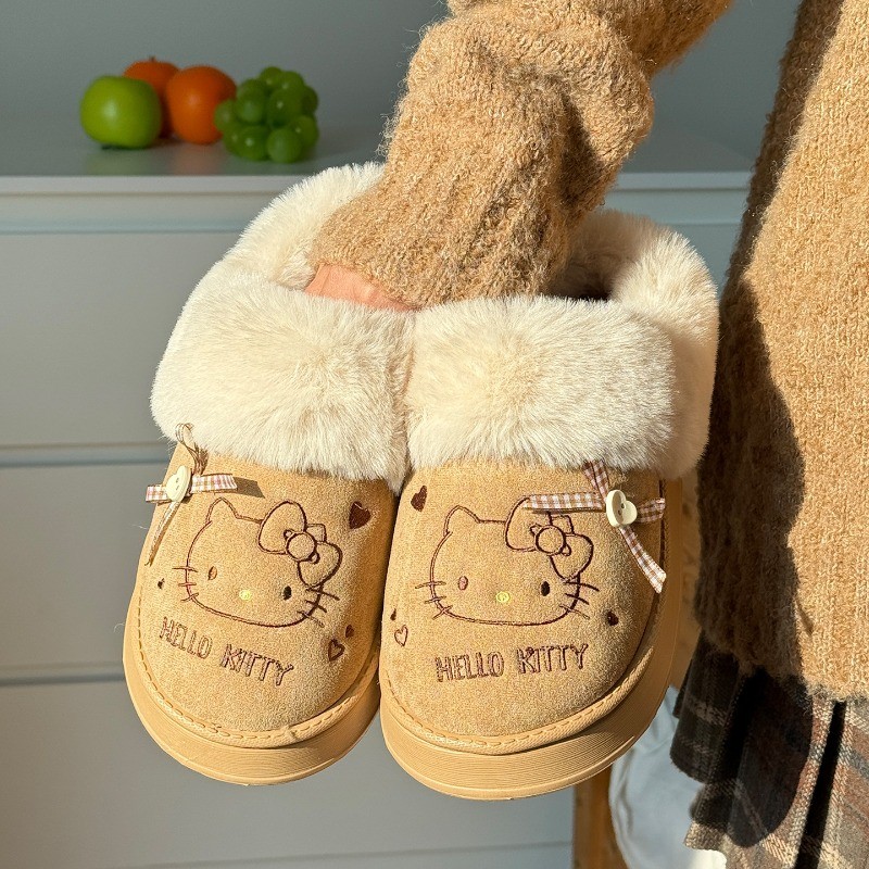Winter Hello Kitty Home Shoes Collection Kawaii Sanrio Adorable Cartoon Fuzzy Shoes Insulated
