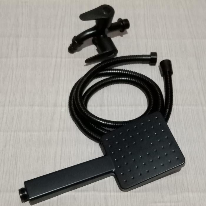 paket sower mandi / hand sower kamar mandi kotak hitam dan kran cabang