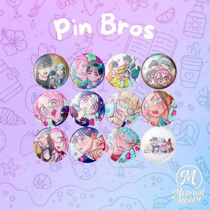 ORIGINAL Medium Pin Bros Button Karakter Alien Stage 44mm Lucu Imut Colorful Aesthetic Keren Glossy