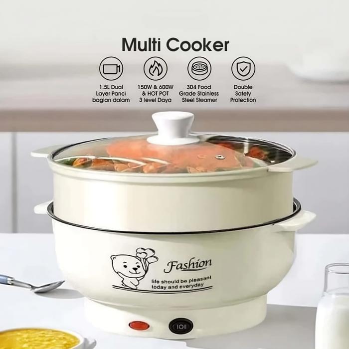 Philips - Panci Listrik Kapasitas Panci Serbaguna Anti Lengket Dengan Kukusan 2 Mode Panas