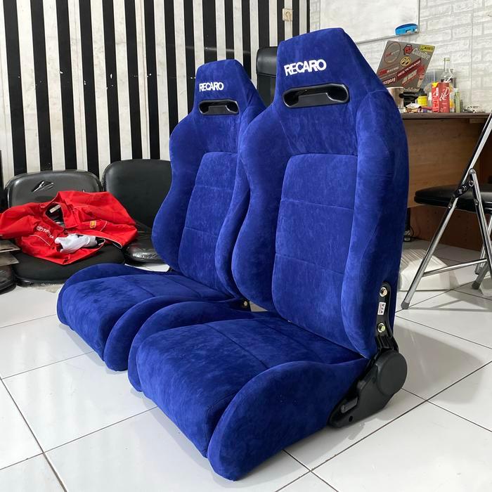 Jok racing recaro sr3 suede biru/jok mobil balap universal