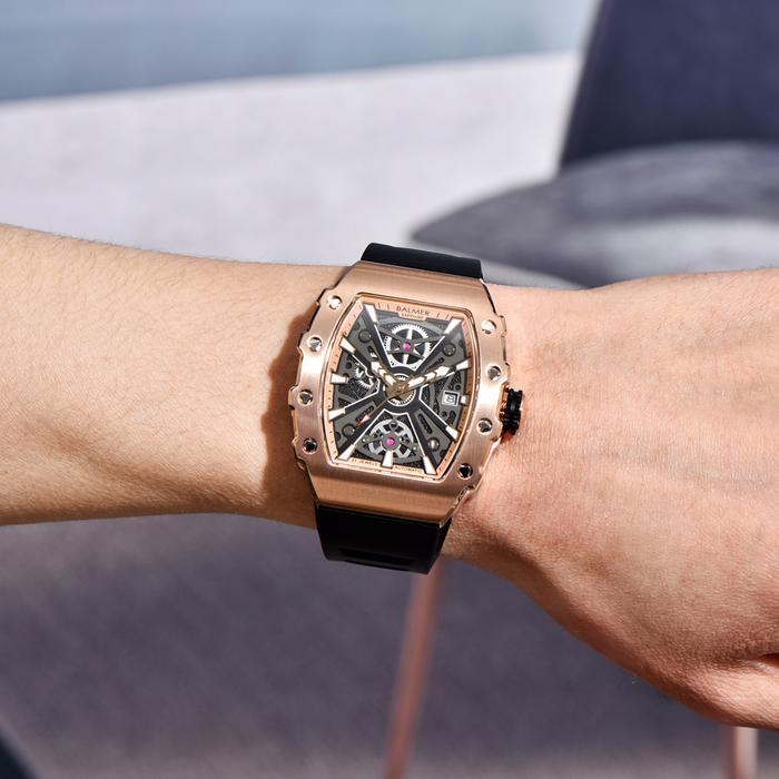 Sedia Balmer B-8836MA Jam Tangan Pria AUTOMATIC 8836 RM Silicone Sapphire Rosegold