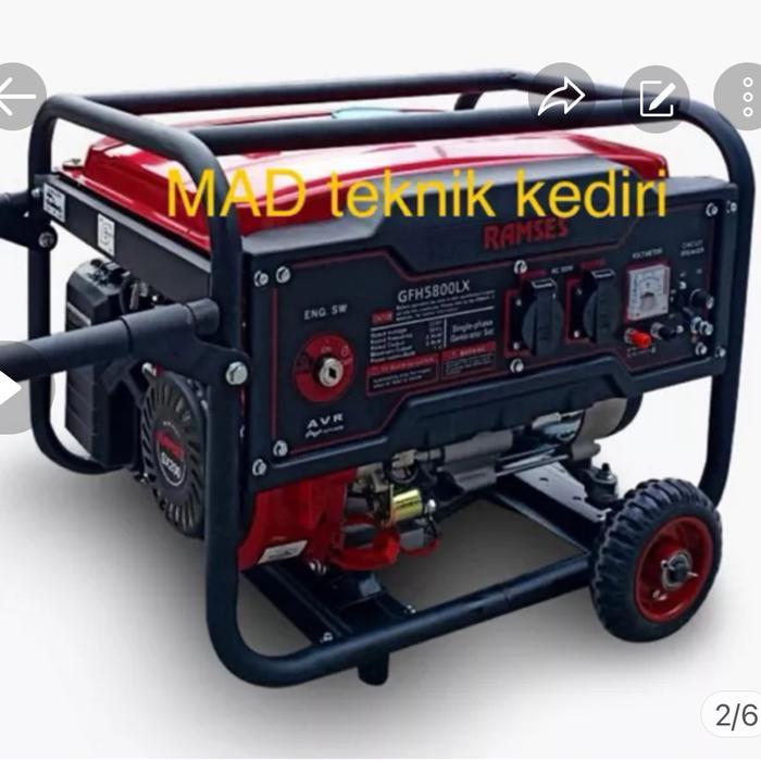 Generator Listrik Genset 2500-3000 watt RAMSES GFH5800LX Stater + Aki +Roda