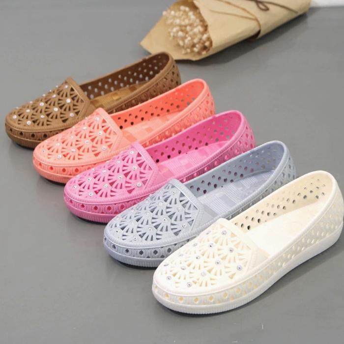 TERLARIS VEBLEN Sepatu l Wanita Cewek Gaya Fashion Korea Style Variasi Berdan Motif Bunga READY