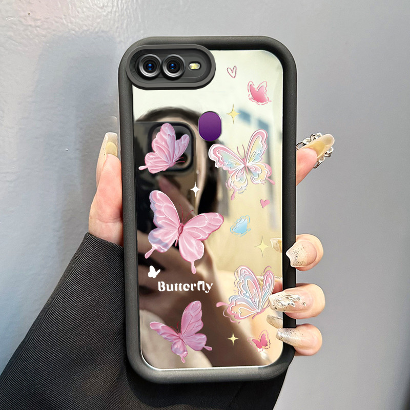 Casing Hp Untuk OPPO F9 F9 Pro A7x Realme 2 Pro Realme U1 Case Gradient-colored butterfly Cermin Kas