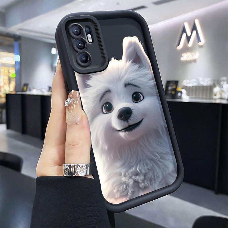 Casing Hp untuk OPPO Reno 6 4G Reno 6 5G Case Anjing kecil putih Kasing silikon Cesing model tipis K