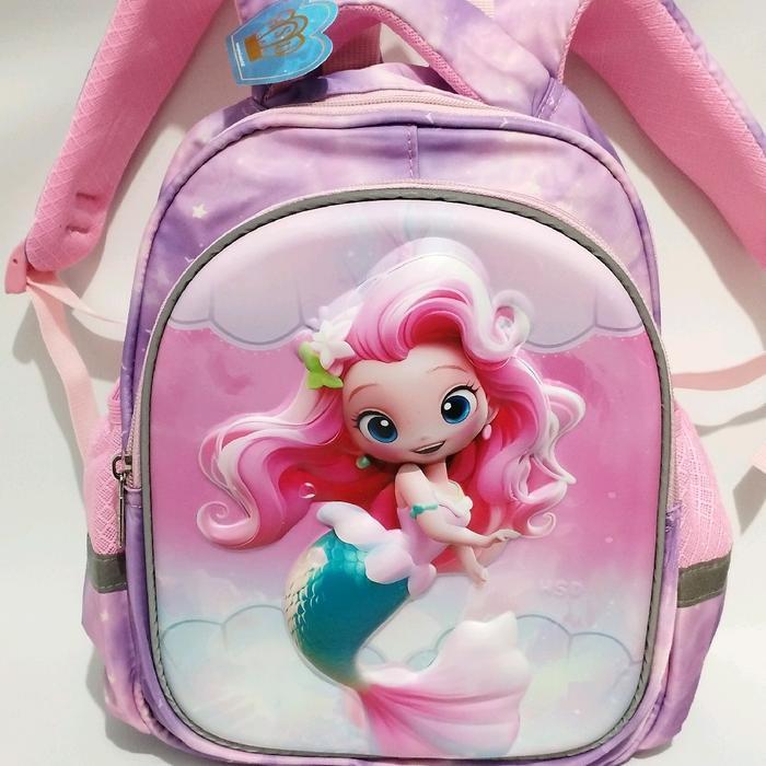 Tas Sekolah Anak Perempuan 12 Inch Usia Paud Atau Tk A Motif Mermaid Hsd Timbul 3 Dimensi Fashion