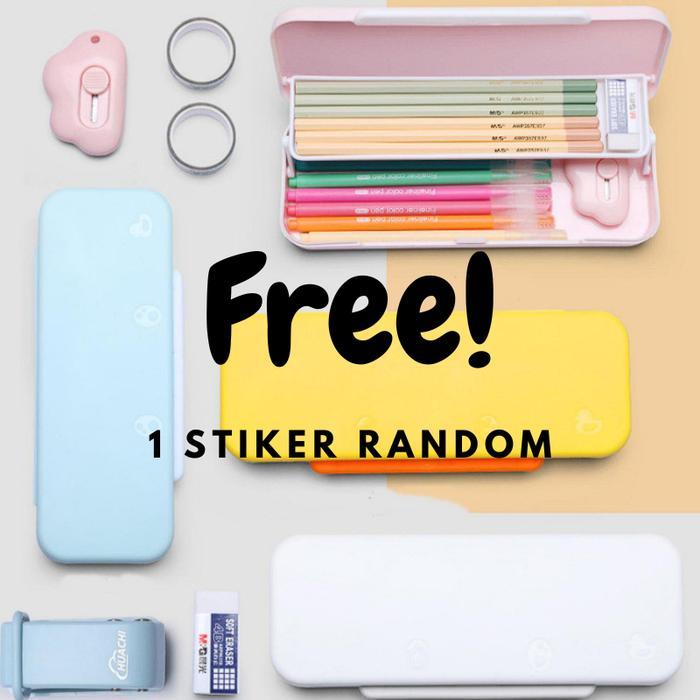 Tempat Tepak Kotak Pensil Anak Korea Aesthetic Free Stiker PC0010 stationery