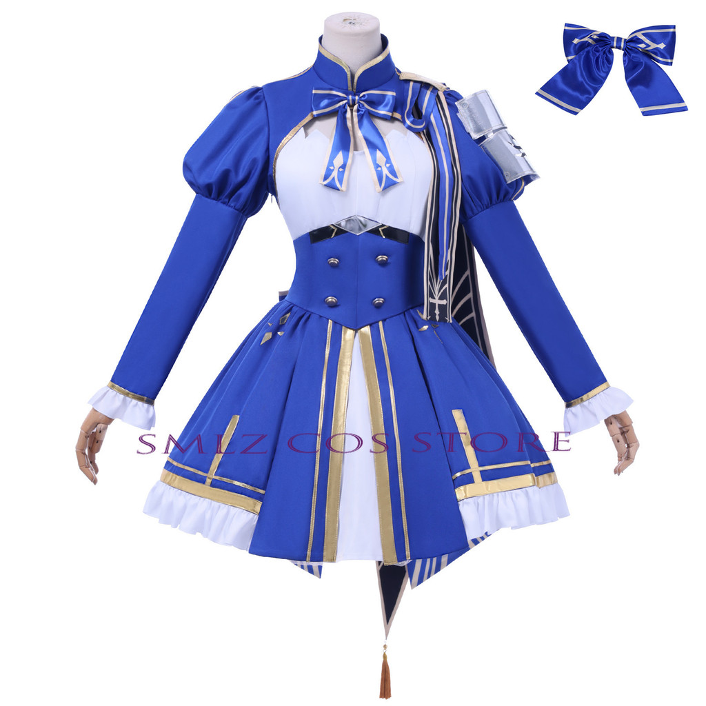 Saber Cosplay Costume Wig Game Honkai: Star Rail X Fate Stay Night Women Blue Dress Quality Fabric