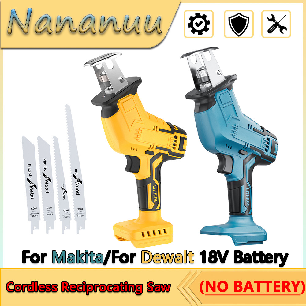 Nananuu Cordless Reciprocating Saw Adjustable Speed Electric Reciprocating Saw Wood/ Metal /Pipe/