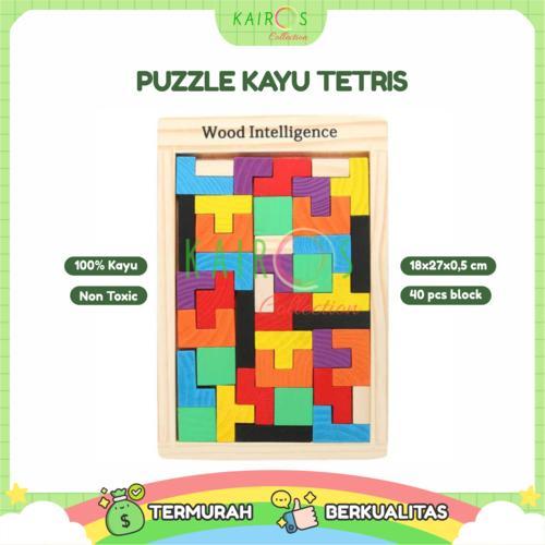 Puzzle Kayu Tetris / Mainan Edukasi Balok Kayu Tetris / Puzzle Tetris PROMO PREMIUM
