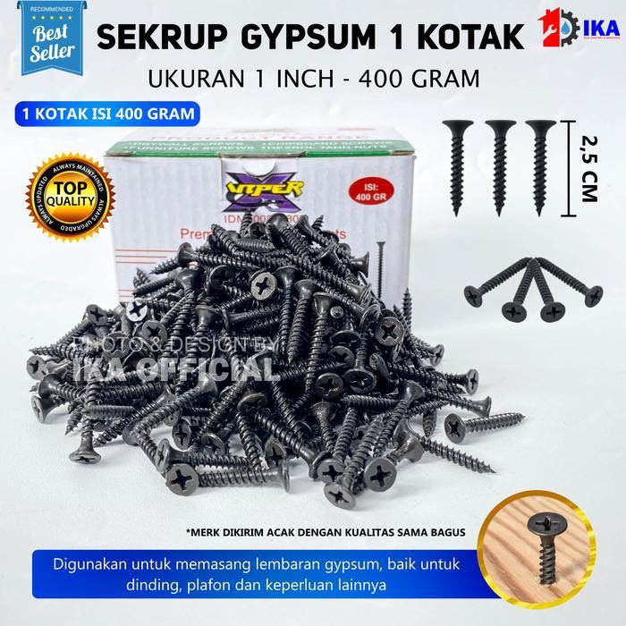 Skrup / Sekrup Gypsum Hitam 1 Inch - per dus = per 400 - 500 gram