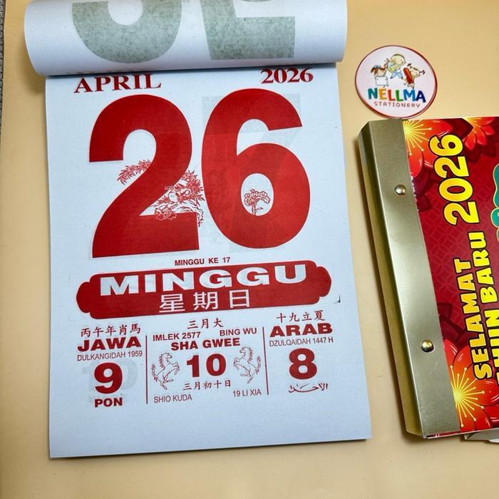 "New" Kalender Harian Besar 2026 / Kalender Harian Sedang 2026 Kertas Litho
