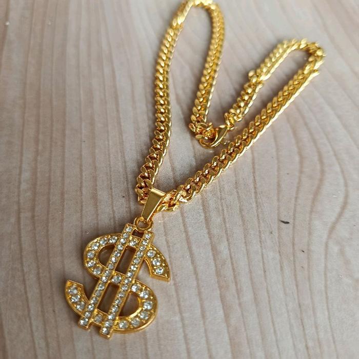 kalung kucing kalung hewan kalung anjing rantai logam warna emas liontin dollar