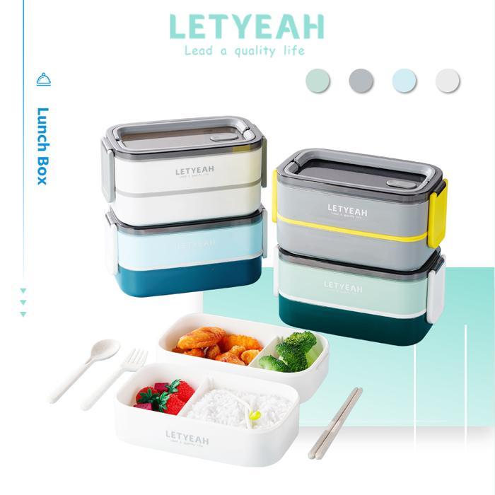 LetYeah Kotak Makan 1600ml/ Kotak Bekal Makan Portabel / Lunch Box 2 Layer