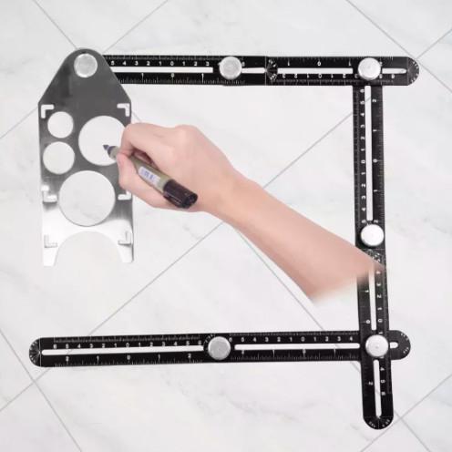 Penggaris Keramik Siku 6 Sudut 4 Lubang/Pengukur Keramik Lipat