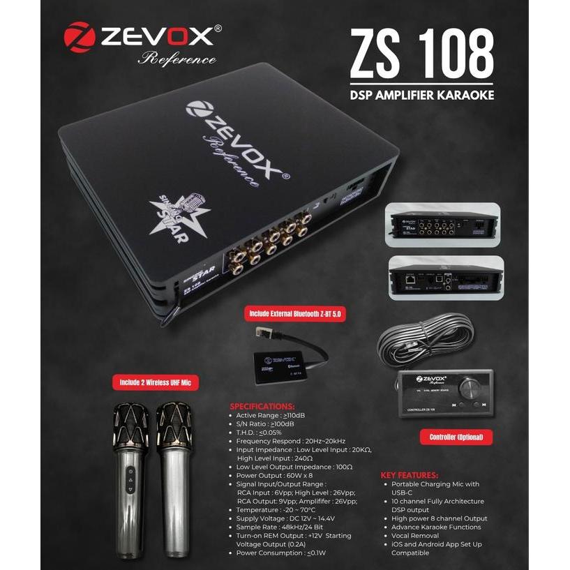 Prosesor Zevox ZS 108 Reference DSP Built In Amplifier & Karaoke Mobil Car Audio Garansi Resmi - DSP