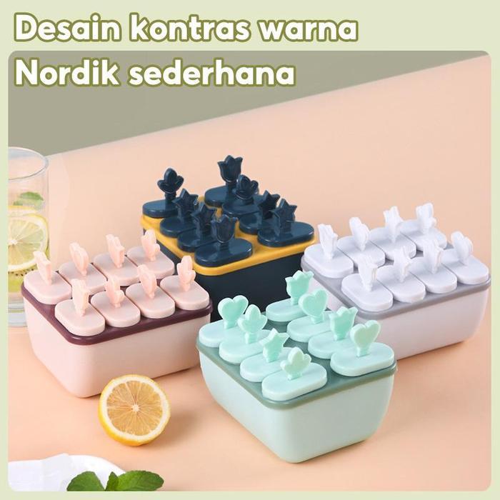 Cetakan ice cream / Cetakan es krim 8 slot / es loli DIY / stik es krim / cetakan es batu Plastik