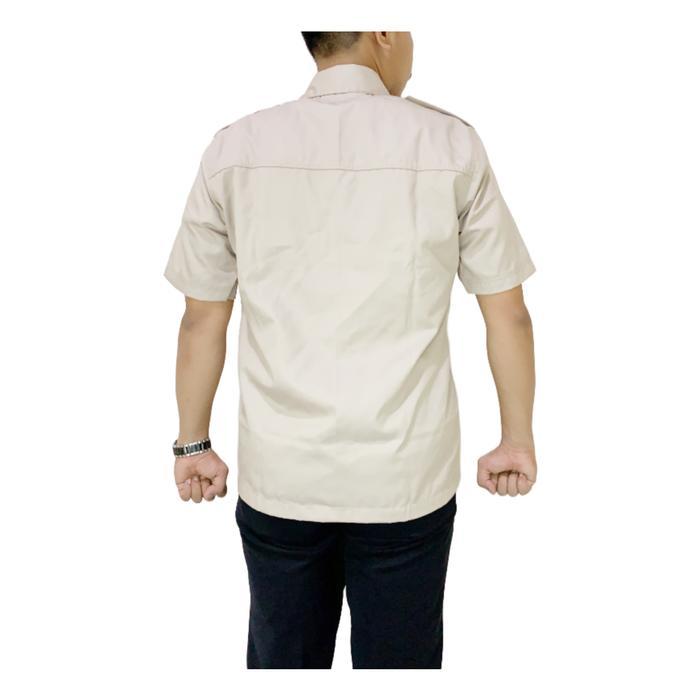 Baju Kemeja Pria PDL PDH Lapangan Lengan Pendek Pakaian Seragam Cream