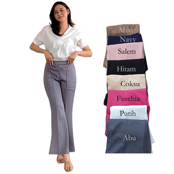 Celana Panjang Kulot Cutbray Scuba Premium, Celana Cutbray Wanita