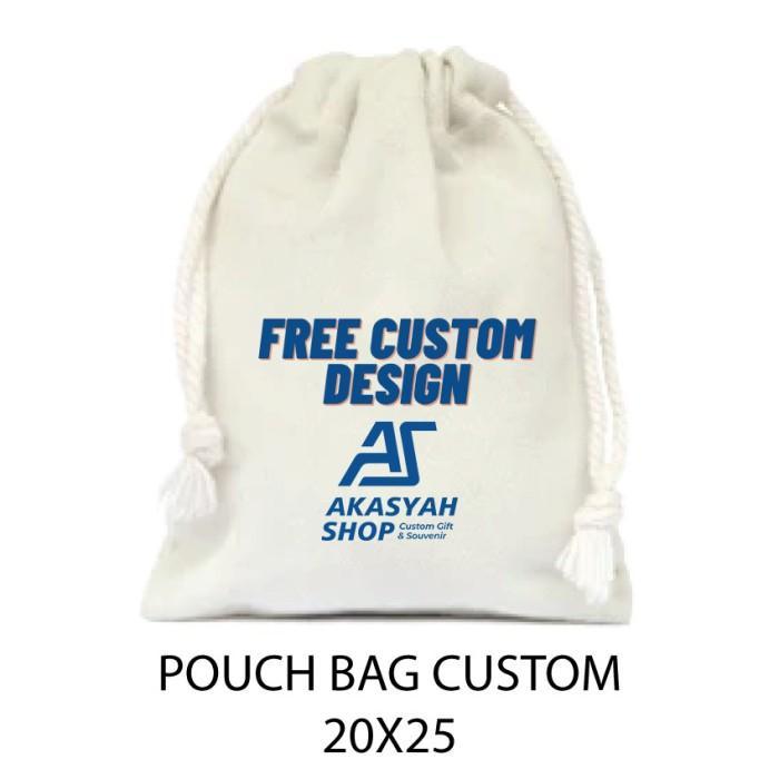 Tas Serut Pouch Bag Custom Bahan Blacu Premium Free Desain 20x25