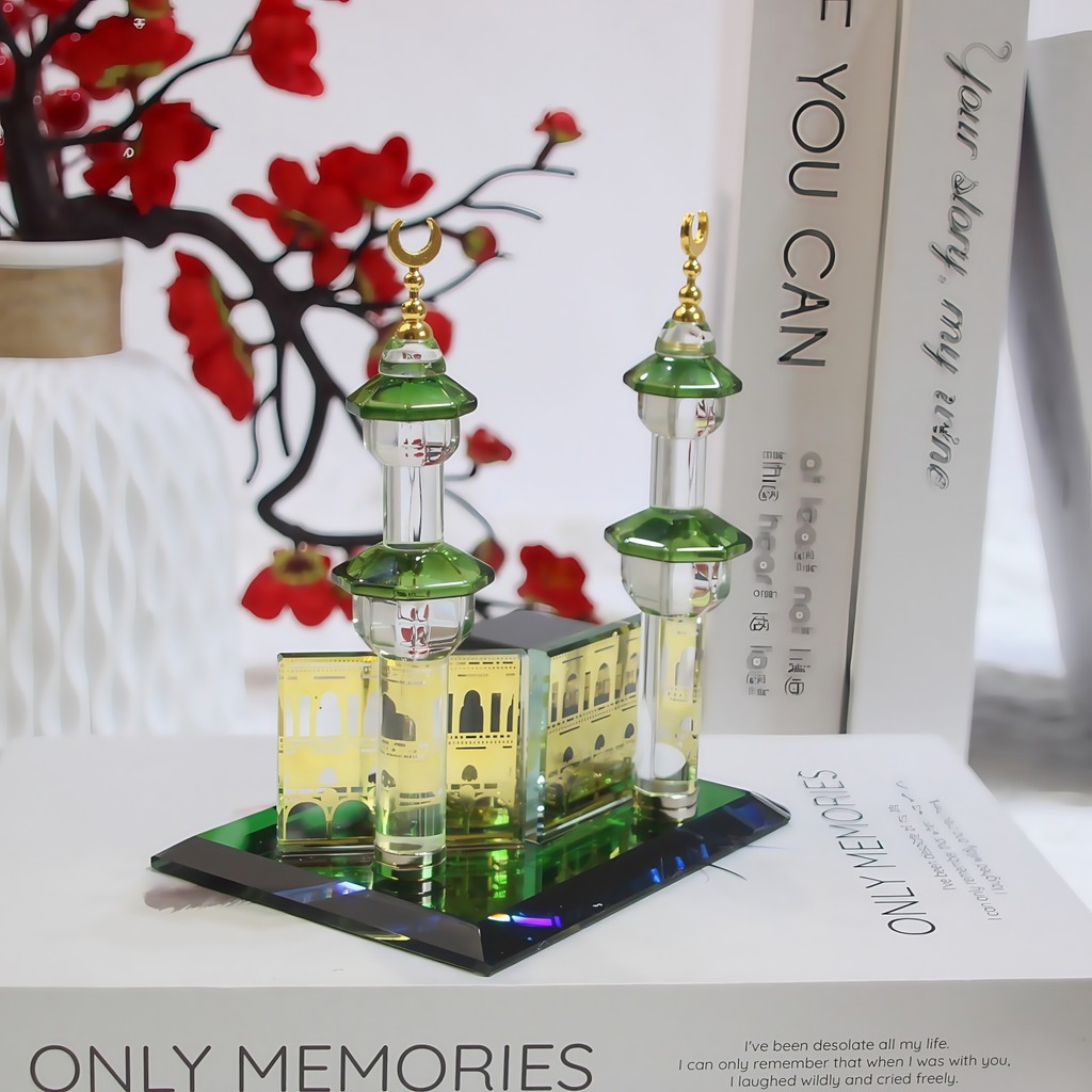 Muslim Kaaba Clock Tower Model Desktop Car Ornament Islamic Home Decor Islamic Architecture Crystal