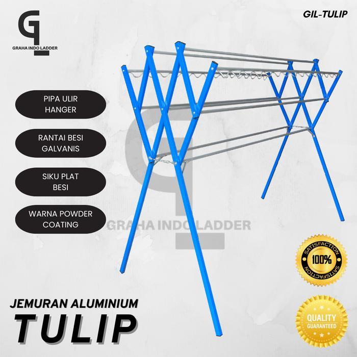 Gil - [Tulip] Jemuran Pakaian Aluminium / Jemuran Baju Lipat / Rak Handuk Bayi Jumbo Besar Warna