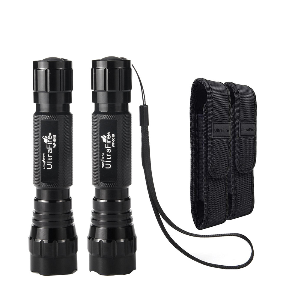 UltraFire 2Pcak WF-501B XM-L T6 L2 V6 G3 LED 18650 Police Flashlight  1000 Lumens with 2Pcak Holster