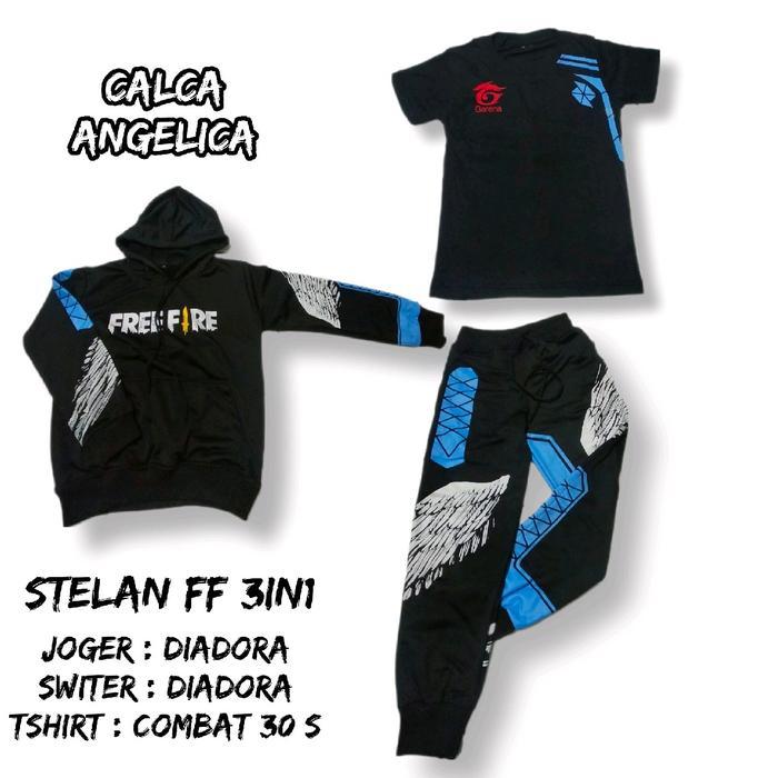 TERLARIS celna anak gaming angel ff Setelan switer gaming free fire anak kaos ff dan celana gaming