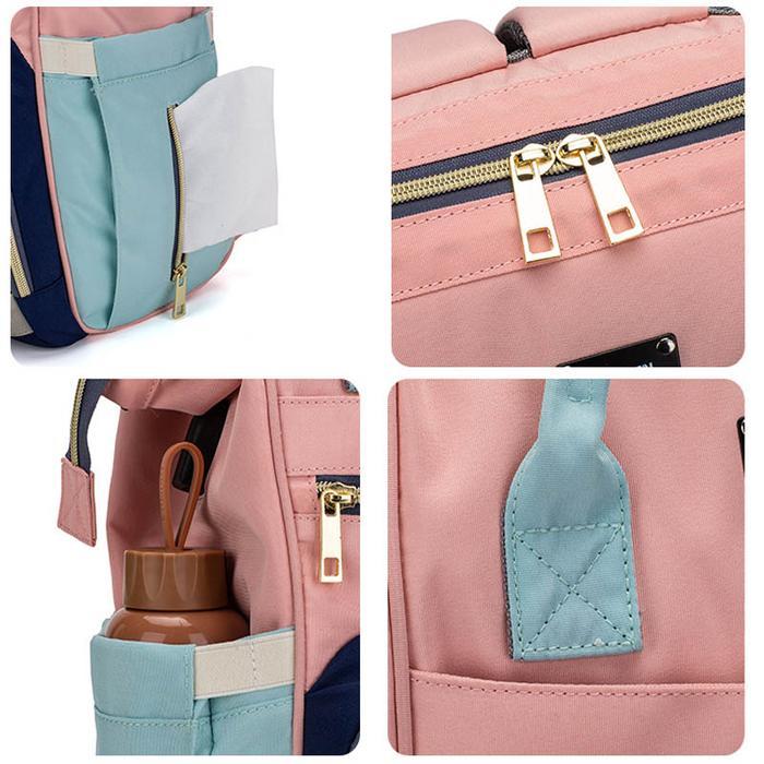 Lequeen Upgrade Diaper bag Backpack Travel bag Free stroller hooker Diaper PAD USB charge Baby