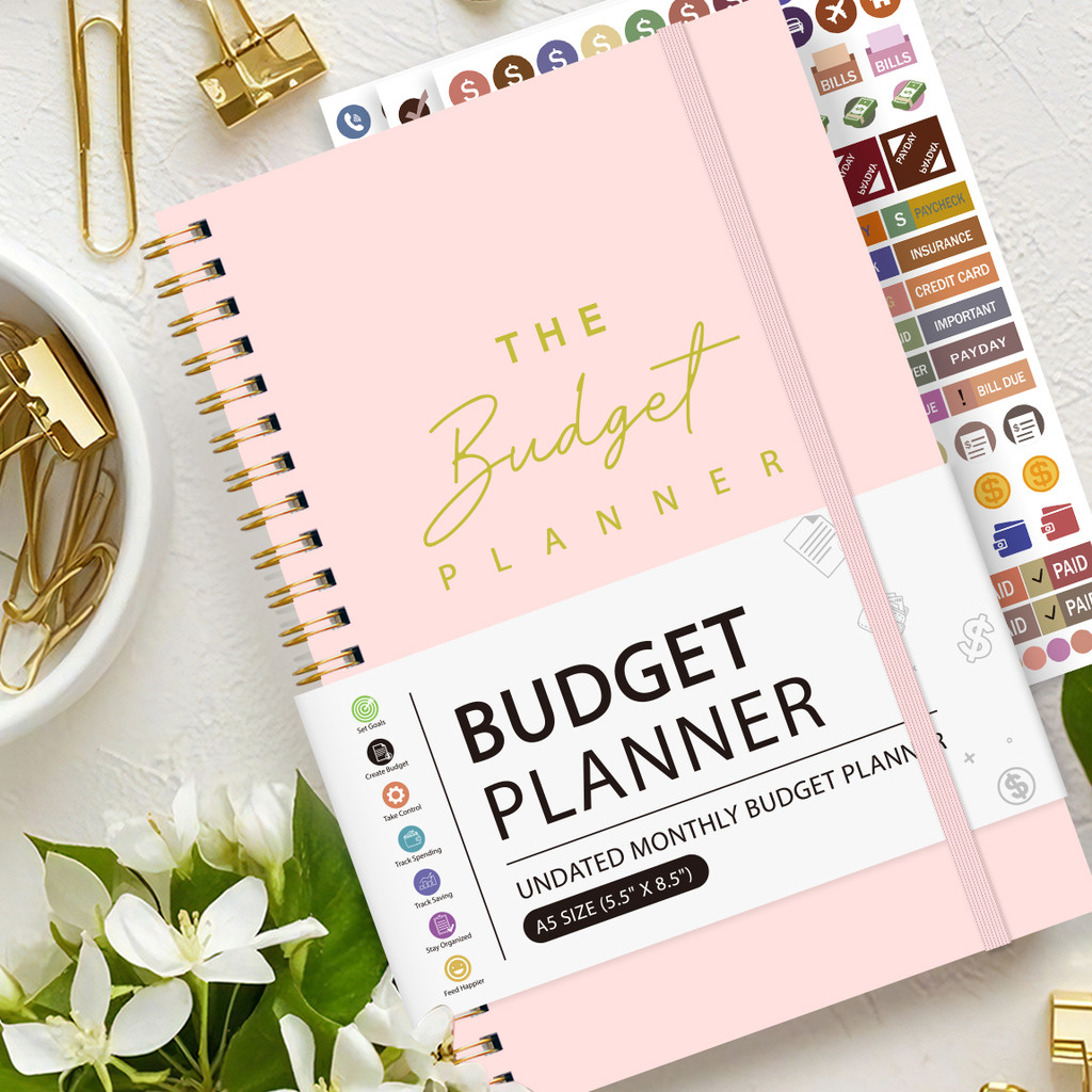 A5 Budget Planner Book With 3 Sheets Stickers, Undated Monthly Finance Organizer, Budget Journal For