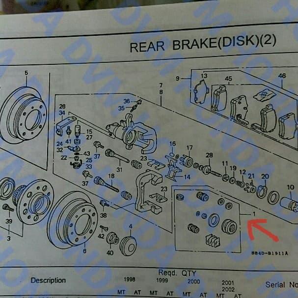 Kit Caliper Rem Belakang Nissin Accord Sm4 Sv4 S86 Cm/Civic S5A Fd