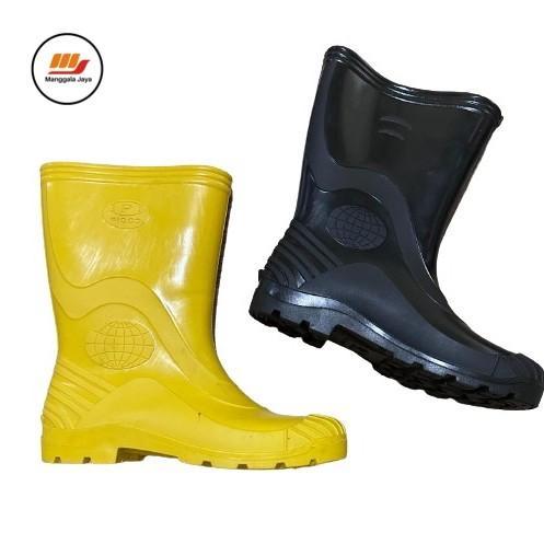 "New" Sepatu Boot Hitam Kuning Hijau AP-003 merk Picco PVC Sepatu Proyek/Karet Safety