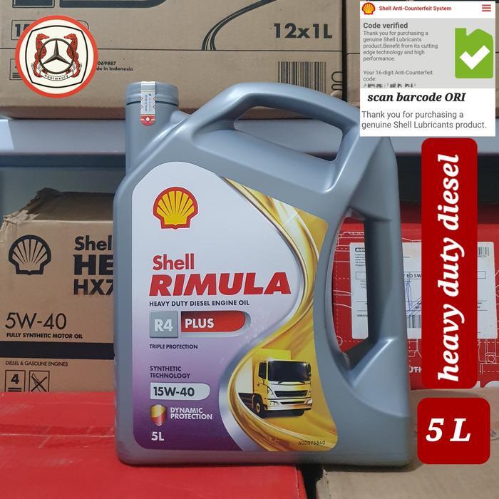 OLI DIESEL BARCODE SHELL RIMULA R4X R4 PLUS 15W40 ORIGINAL DI HOBIMERCY DIJAMIN ORI