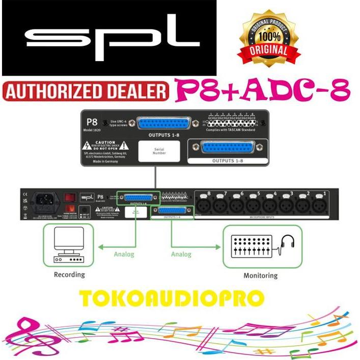 Spl P8 + Adc8 Mic Preamp 8-Channel Preamp Microphone With Adat Spl Preamp Mic Co