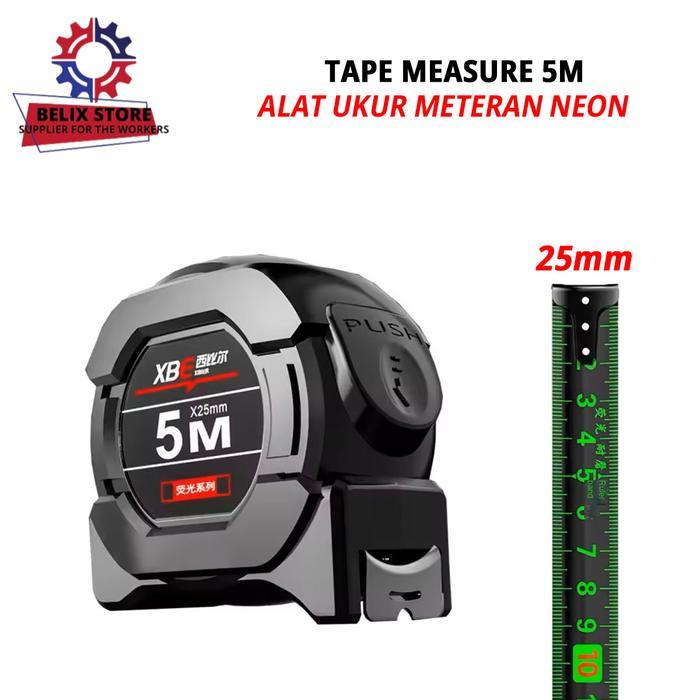 Pita Pengukur Meteran Neon 5M Tape Measure Meteran Pertukangan