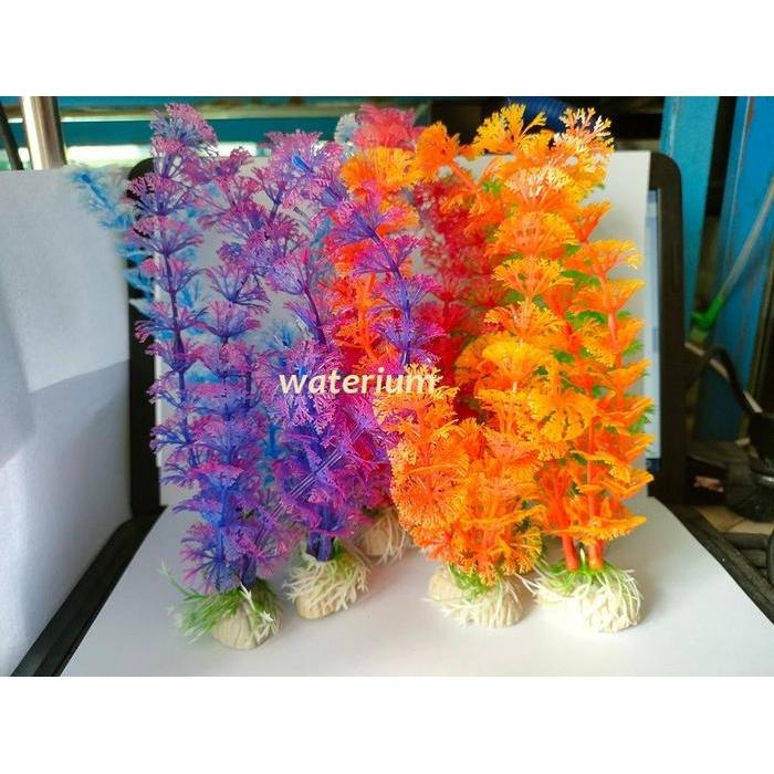 tanaman hias plastik aquarium tanaman plastik hiasan aquarium 20 cm