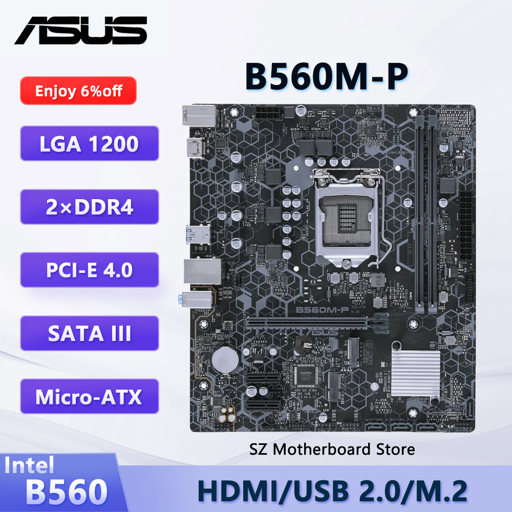 Asus B560M-P Motherboard B560 Lga 1200 Support I5-11400 11400F I7-11700 10700 I3-10100 10105 Cpu