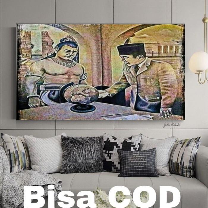 Murmer_Asix Hiasan Dinding Gambar Bung Karno Ukuran 47X31 Dekorasi Foto Bingkai