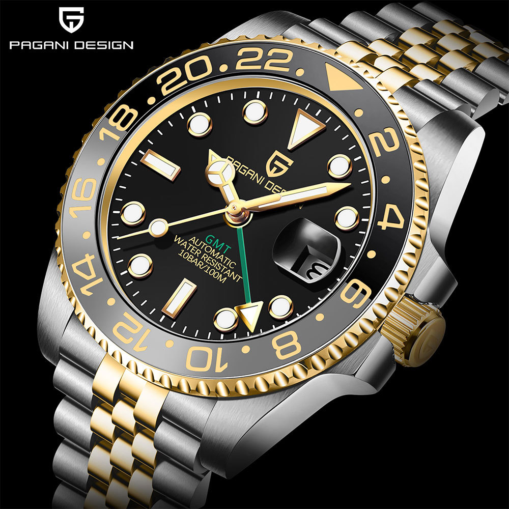 PAGANI DESIGN Gift Men's Watch GMT 40mm Mechanical Watch Top Brand Stainless Steel Waterproof
