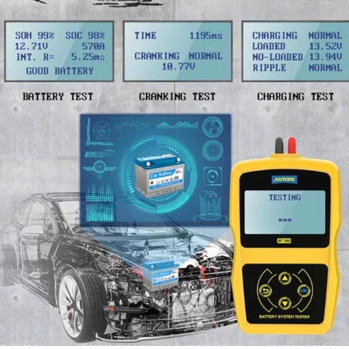 AUTOOL TESTER AKI BATERAI BT360 12V DIGITAL ANALYZER VOLTMETER