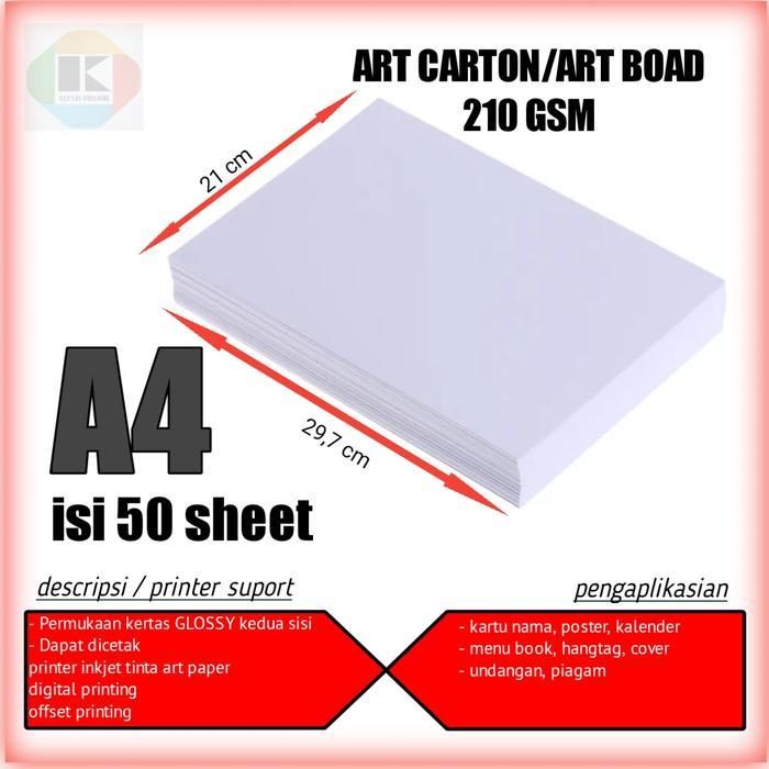 Kertas Art Carton 210 Gsm Isi 50 Lembar A4/Kertas Art Carton 210 Gram