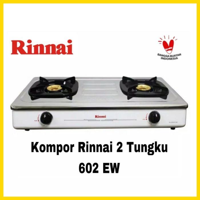 Paket Kompor Rinnai 2 Tungku Ri 602 E(W) Warna Hitam/Putih